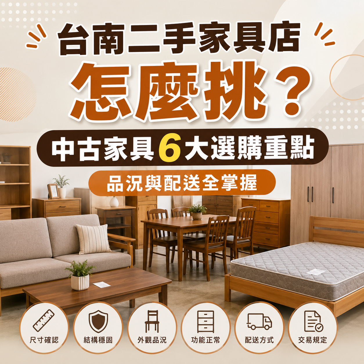 台南二手家具店怎麼挑？中古家具6大選購重點，品況與配送全掌握